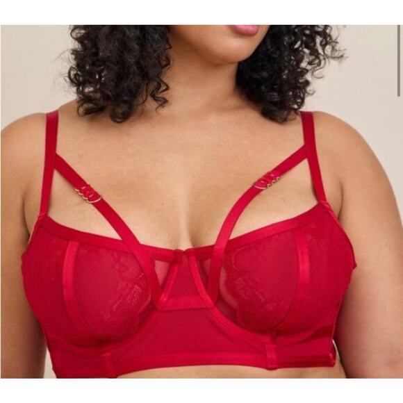 TORRID  Curve STRAPS AND LACE UNDERWIRE RED BRA - Picture 1 of 6
